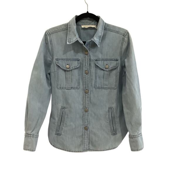 Isabel Marant Etoile Paul Batik Indigo Chambray Button Up Shirt Blue Size Medium - Picture 4 of 13